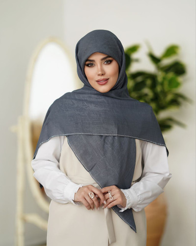 روسری نخی وال اسلپ نگینی طوسی